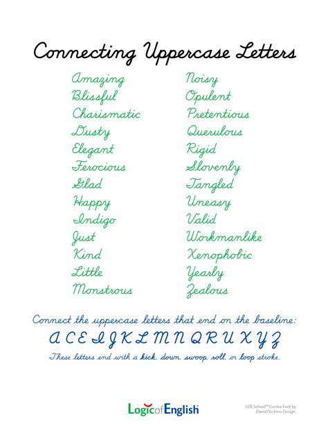 connecting uppercase cursive letters