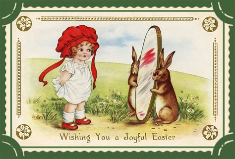vintage easter bunny card  stock photo public domain pictures