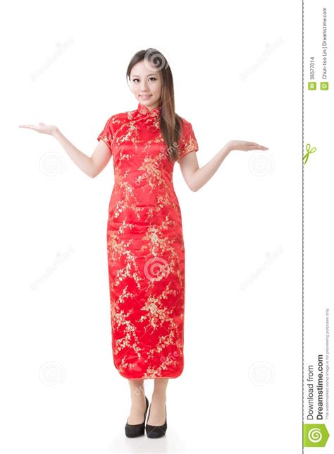 chinese woman dress traditional cheongsam and introduce stock images image 36577014