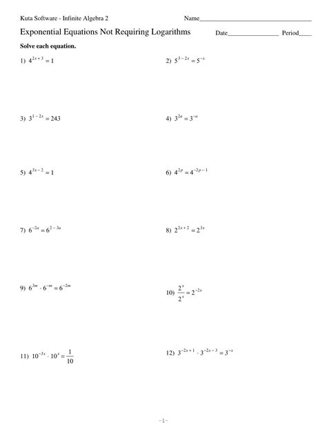 solving exponential equations worksheet worksheet information