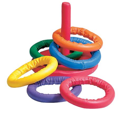 Sportime Soff Ring Toss Game With Post Assorted Colors Set Of 6 Rings
