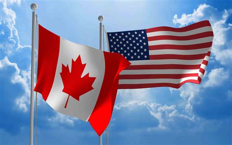 canada  united states flags flying   diplomatic talks