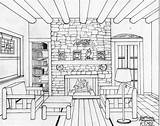 Drawing Perspective Interior Sketch Fireplace Pencil Colouring Escolha Pasta Livro Perspectiva sketch template