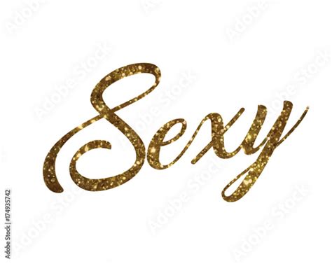 Golden Glitter Of Isolated Hand Writing Word Sexy Stock Image And