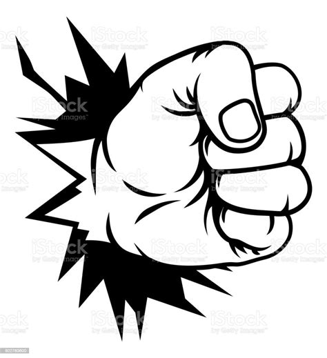 Fist Hand Punching Through Wall Stock Illustration Download Image Now