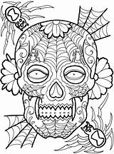 Skull Coloring Sugar Dover Publications Doverpublications Welcome Tattoos Adult Pages Titles Browse Complete Catalog Book Over Zb Samples sketch template