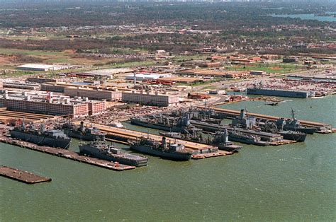 aerial view   portion   norfolk naval station showing piers