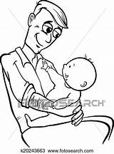 Father Cartoon Coloring Baby Fotosearch Clipart Clip Illustration Cute Book His sketch template