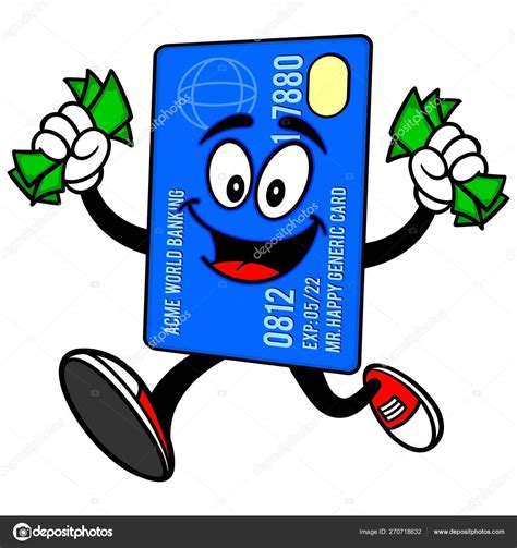 credit card running money cartoon illustration credit card mascot stock
