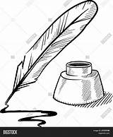 Feather Pen Quill sketch template