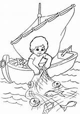 Fisherman Coloring Fishing Fish Catching Pages Kids Nets Drawing Colouring Clip Sheet Printable Boat People Book Drawings Camping Bible Boats sketch template