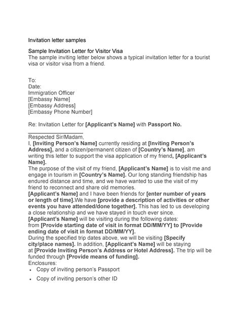sample  invitation letter  visitor visa pregnancy  document