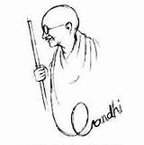 Gandhi Mahatma Drawing Pencil Draw Drawings Coloring Dandi Simple Easy Jayanti Line Mahathma Open Face India sketch template