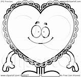 Doily Heart Valentine Happy Mascot Clipart Cartoon Outlined Coloring Vector Thoman Cory Regarding Notes sketch template