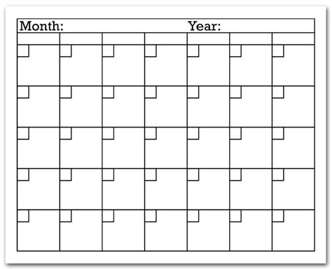printable blank calendar pages    mopping  floor