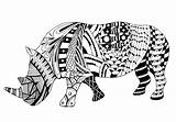 Zentangle Rhino Vector Illustration Stylized Freehand Pencil Doodle Coloring Book Animal Zen Shirts Print Stock sketch template