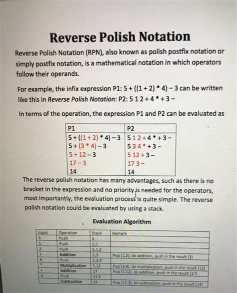 solved reverse polish notation reverse polish notation cheggcom