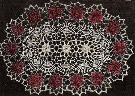 Crochet Pattern Rose Oval Doily Rose Vintage Table Centerpiece Table