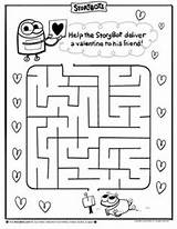 Maze Activity Valentines Sheets Valentine Storybots Coloring Activities Birthday Kids Party Robot Story Pages Bots Help Storybot Deliver Friend Games sketch template