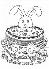 Easter Coloring Kids Rabbit Pages Color Cake Adults Lapin Coloriage Funny Paques Children Adult Eggs Few Details sketch template