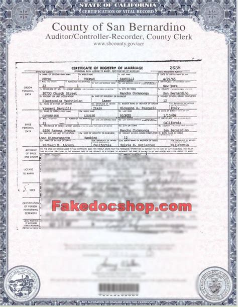 fake california marriage certificate template fakedocshop