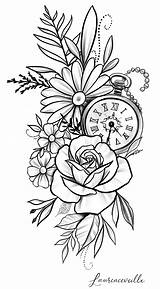 Bunga Mewarnai Tatuagem Tatouage Forearm Ostern Protheroe Trace Horloge Laurence Veilleux Relogio Kackalori sketch template