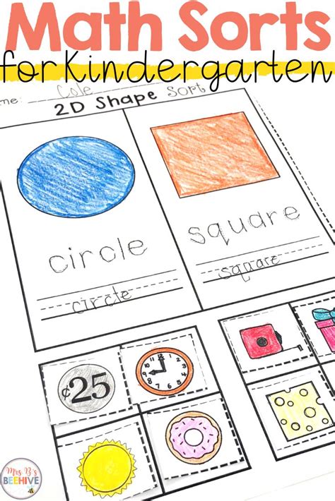 shape sorts  worksheets kindergarten  printable