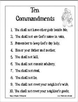 ten commandments poster version  religious activities