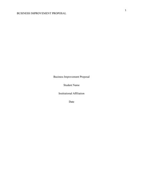 business improvement proposal paper complete  business improvement