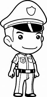 Hat Police Coloring Drawing Cop Pages Craft Sketch Template sketch template