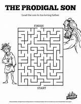 Prodigal Son Bible Sunday Kids School Children Crafts Mazes Activities Maze Story Lessons Craft Lesson Father Activity Sheet Parable Coloring sketch template