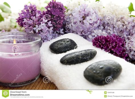lilac spa stock photo image  candle bamboo clinic