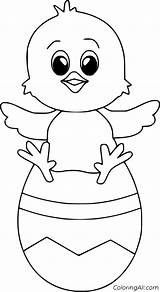Easter Chick Coloring Pages Egg sketch template