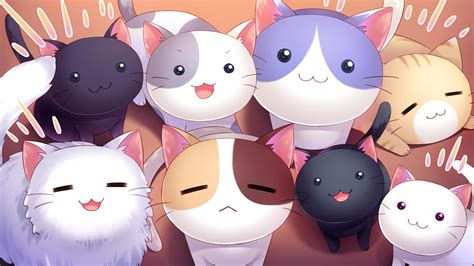 kawaii anime cat wallpapers wallpaper cave