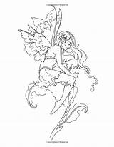 Coloring Pages Amy Brown Edgy Fairy Adult Colouring Fairies Template Printable Mythical Fae Wings Amazon sketch template