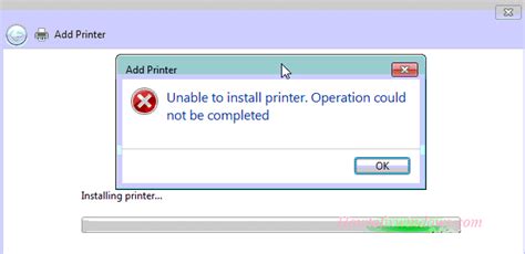 fix unable  install printer operation    completed