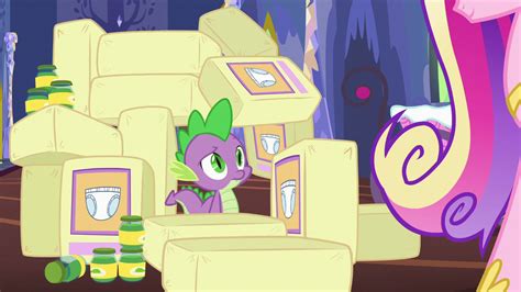 image spike surrounded  diapers  baby food sepng   pony friendship  magic