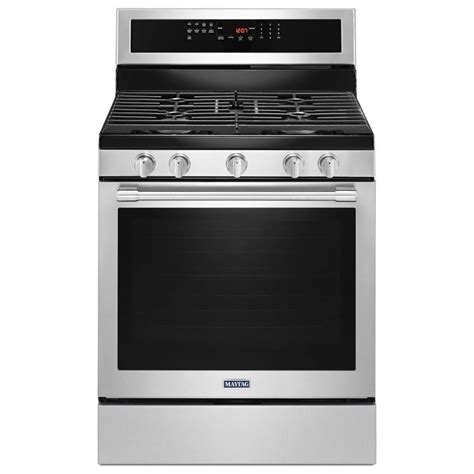 maytag   wide gas range  true convection  power preheat  cu ft sheelys