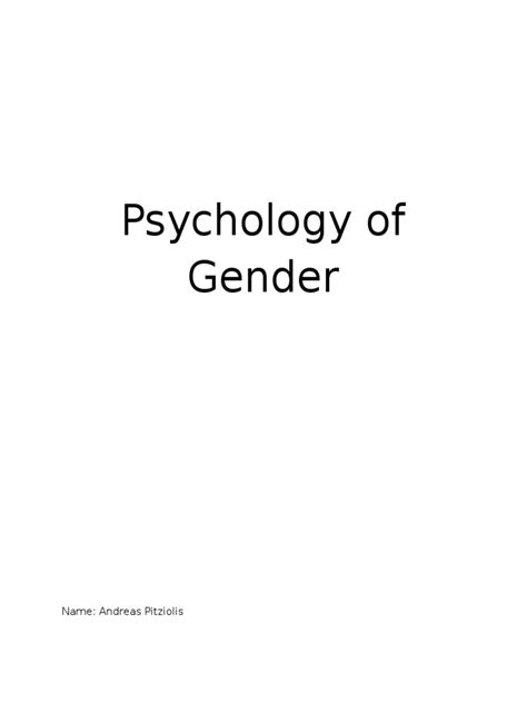 Psychology Of Gender Essay Gender Role Homosexuality
