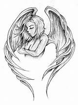 Angel Tattoo Designs Outline Tattoos Wings Drawing Guardian Female Girl Wing Stencil Draw Template Back Half Sketch Sketches Demon Simple sketch template