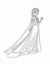 Elsa Coloring Ice Drawing Pages Body Queen Gown Frozen Wearing Getdrawings sketch template
