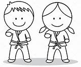 Karate Pages Belt Kids Girl Coloring Cartoon Template Uniform sketch template