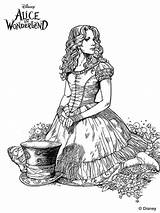 Alice Wonderland Burton Tim Coloring Pages Kids Adult Drawing Colouring Drawings Fun Mad Hatter Disney Adults Book Nightmare Colour Sheets sketch template