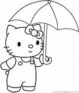 Umbrella Coloring Printable Kitty Hello Kids sketch template