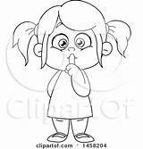 Quiet Mouth Coloring Pages Clipart Girl Illustration Template sketch template