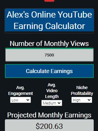 youtube earnings calculator adsense revenue