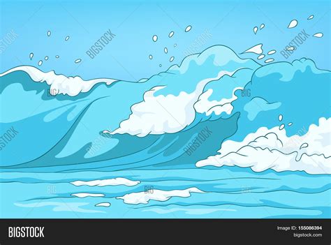 hand drawn cartoon  sea landscape colourful cartoon  sea  ocean