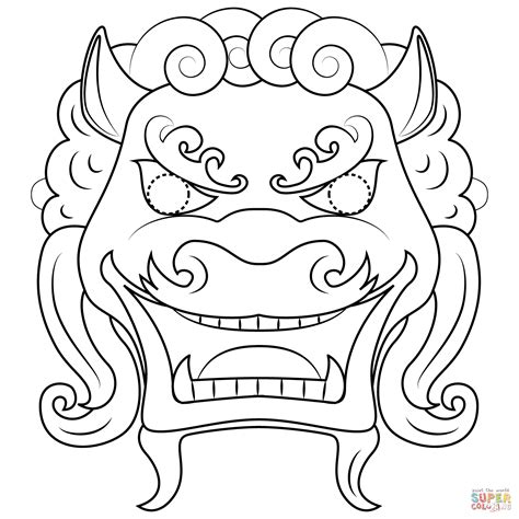 chinese lion mask coloring page  printable coloring pages