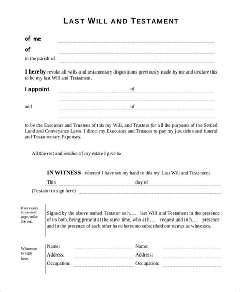 sample  forms   ms word   testament