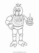 Fnaf Chica Nights Freddys Coloringpages101 sketch template